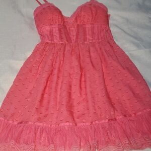 bebe Pink Lace Mini Dress